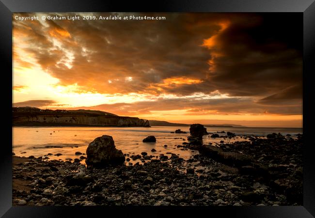 Sunset over Freshwater Bay, Isle of Wight Framed Print by Graham Light