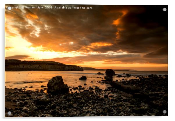 Sunset over Freshwater Bay, Isle of Wight Acrylic by Graham Light