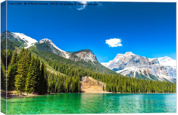 Turquoise Tranquillity: Emerald Lake Canvas Print by Gilbert Hurree