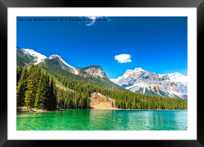Turquoise Tranquillity: Emerald Lake Framed Mounted Print by Gilbert Hurree