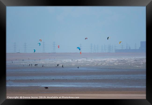 Kite surfers at Camber Sands Framed Print by Donna Joyce