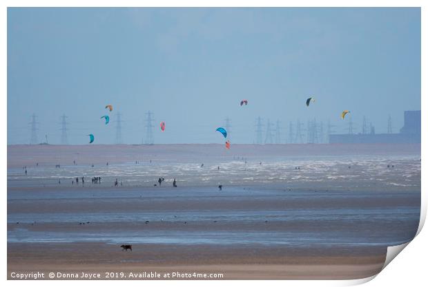 Kite surfers at Camber Sands Print by Donna Joyce
