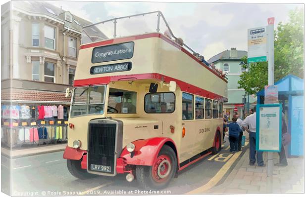 Devon General Open Top bus arriving at Teignmouth  Canvas Print by Rosie Spooner