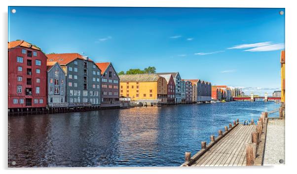 Trondheim River Dockside Warehouses Acrylic by Antony McAulay