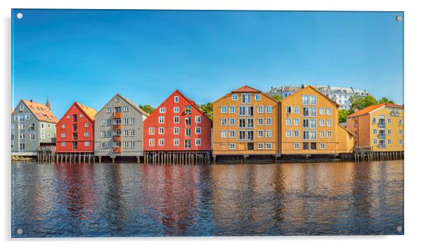 Trondheim River Nidelva Dockside Warehouse Reflect Acrylic by Antony McAulay