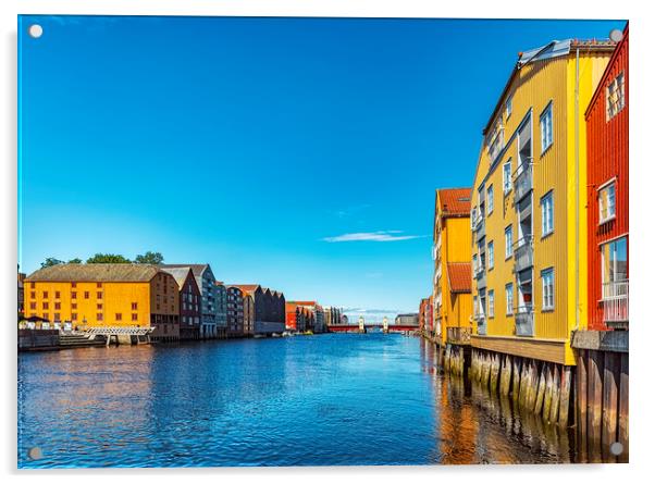 Trondheim Riverside Dockside Warehouses Acrylic by Antony McAulay