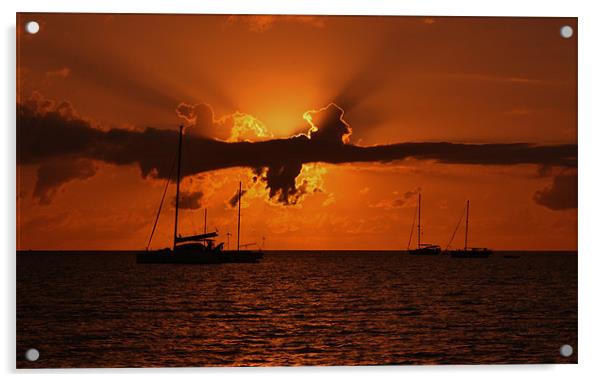 Caribbean Sunset Acrylic by Rodolfo (Don F Barrios Quinon