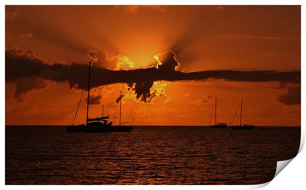 Caribbean Sunset Print by Rodolfo (Don F Barrios Quinon
