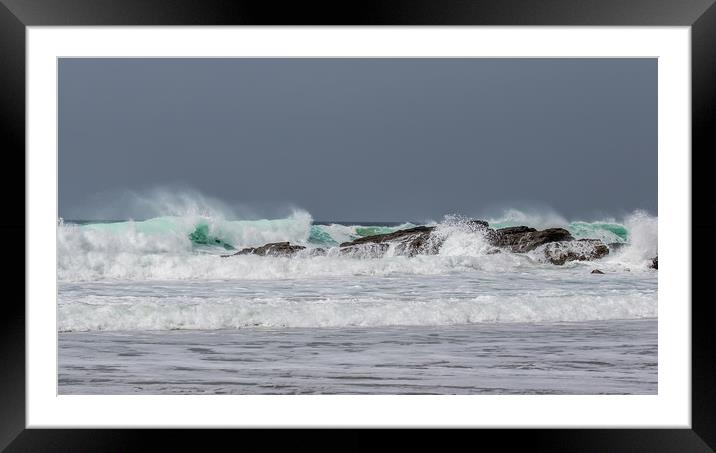 Sea and surf at Porthtowen Cornwall Framed Mounted Print by David Belcher