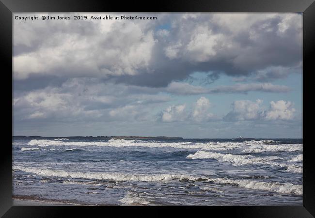 Seascape in blue and grey Framed Print by Jim Jones