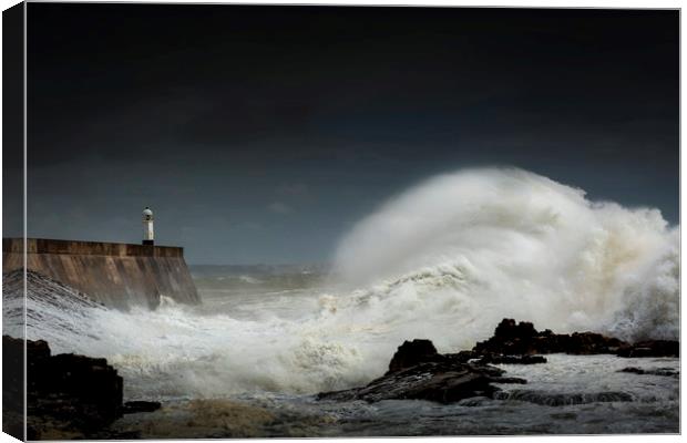 Stormy sea at Porthcawl Canvas Print by Leighton Collins