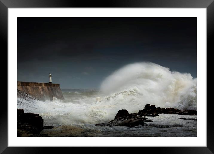 Stormy sea at Porthcawl Framed Mounted Print by Leighton Collins