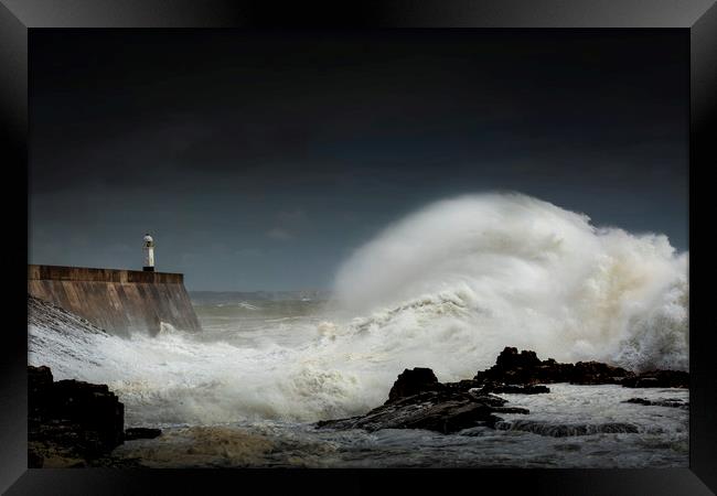Stormy sea at Porthcawl Framed Print by Leighton Collins