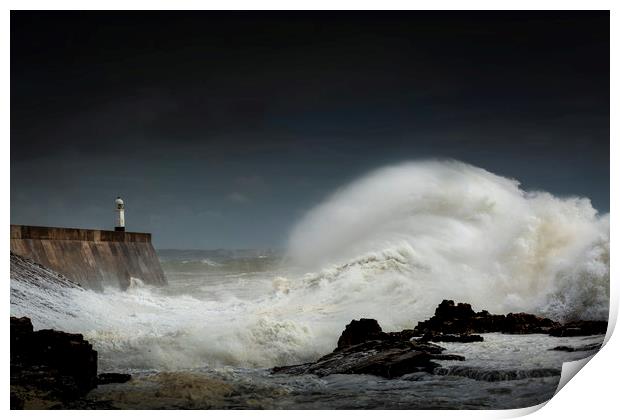 Stormy sea at Porthcawl Print by Leighton Collins