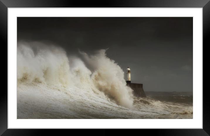 Crashing waves at Porthcawl Framed Mounted Print by Leighton Collins