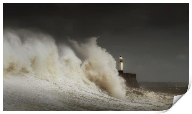 Crashing waves at Porthcawl Print by Leighton Collins