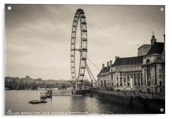 Toned image of London Eye wheel on the river Thame Acrylic by Mehul Patel
