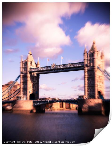 Zoom burst effect - Iconic landmark Tower Bridge Print by Mehul Patel
