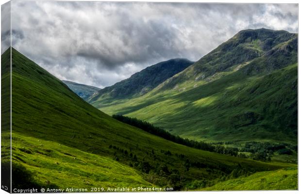 Glen Etive in Scotland Canvas Print by Antony Atkinson