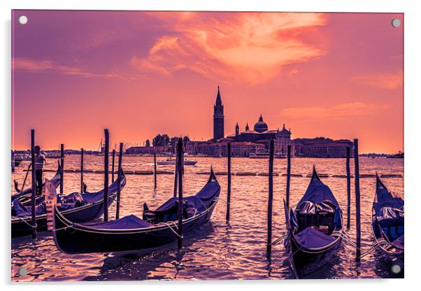 Gondola Sunset Acrylic by Steve Purnell