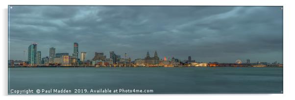 Liverpool Waterfront at dusk Acrylic by Paul Madden