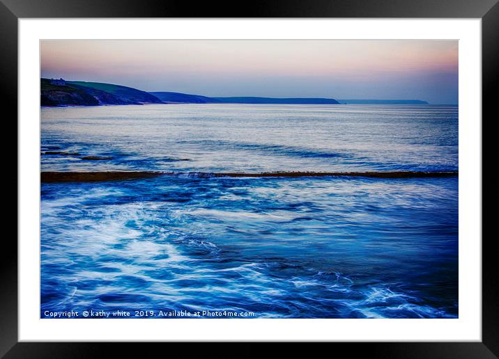 Porthleven  Cornwall at night Framed Mounted Print by kathy white
