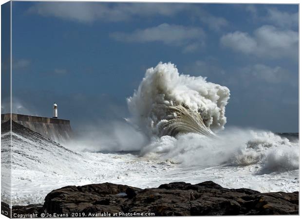 JoEvans The Maelstrom at Porthcawl Lighthouse Canvas Print by Jo Evans