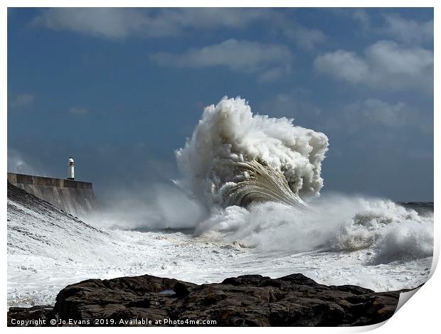 JoEvans The Maelstrom at Porthcawl Lighthouse Print by Jo Evans