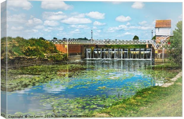 Abbey Mill Weir At Tewkesbury Canvas Print by Ian Lewis