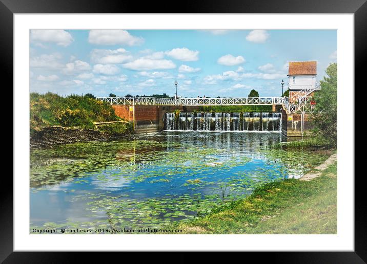 Abbey Mill Weir At Tewkesbury Framed Mounted Print by Ian Lewis