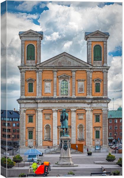 Karlskrona Fredrik Church From Town Hall Steps Canvas Print by Antony McAulay
