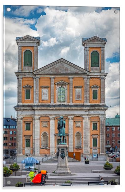 Karlskrona Fredrik Church From Town Hall Steps Acrylic by Antony McAulay