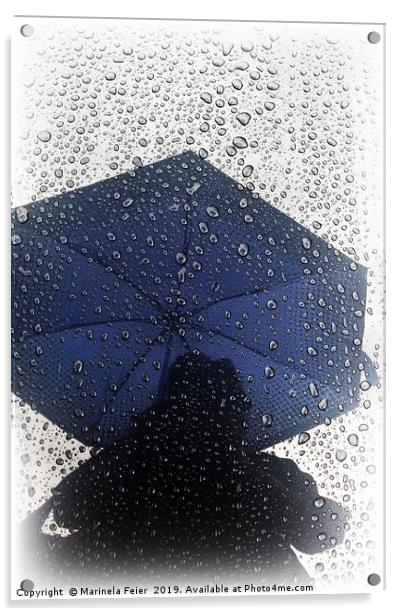 Blue umbrella Acrylic by Marinela Feier