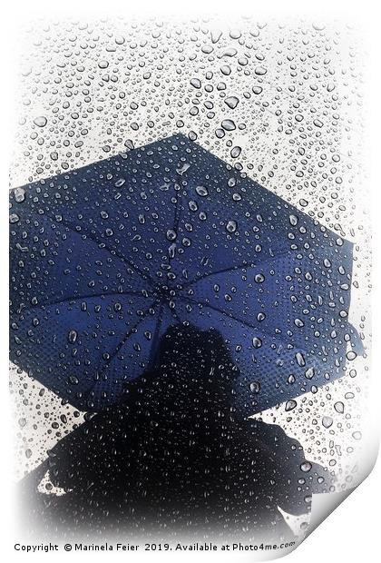 Blue umbrella Print by Marinela Feier