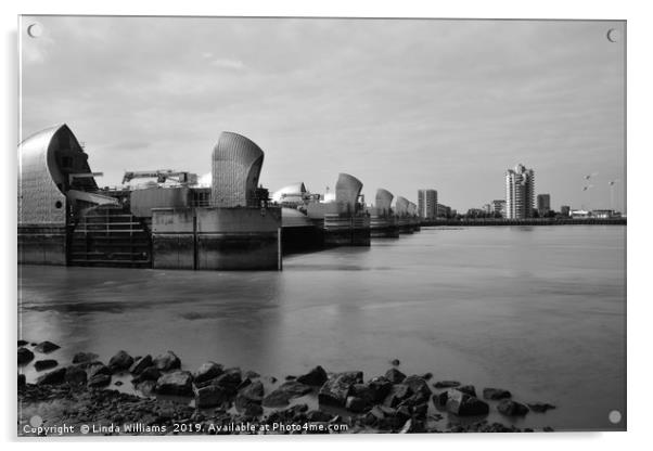 Thames Barrier Acrylic by Linda Williams