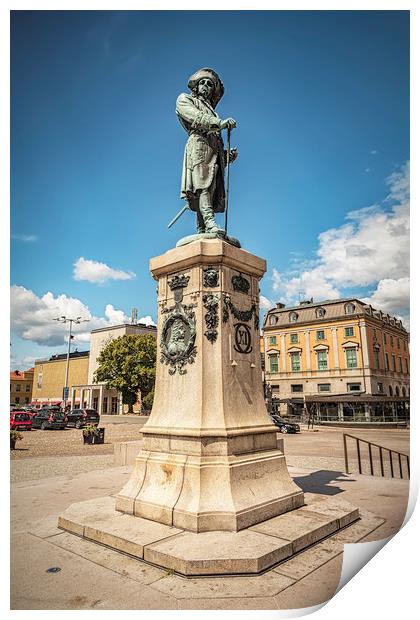 Karlskrona Stotorget Statue Corner Profile Print by Antony McAulay