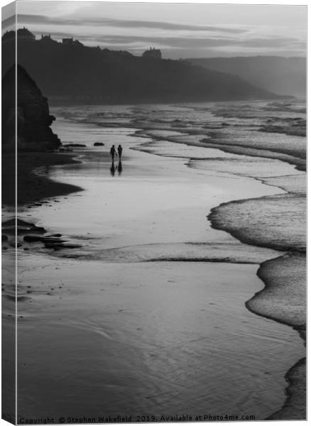 Stroll in Evening Light - mono Canvas Print by Stephen Wakefield