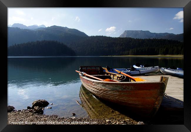 Boats on Black Lake, Montenegro Framed Print by Lensw0rld 