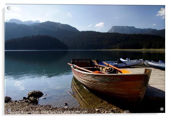 Boats on Black Lake, Montenegro Acrylic by Lensw0rld 