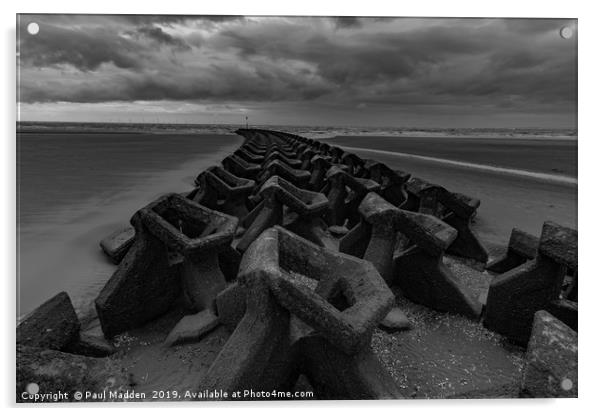Wallasey Sea Defences Acrylic by Paul Madden