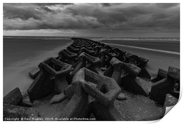 Wallasey Sea Defences Print by Paul Madden
