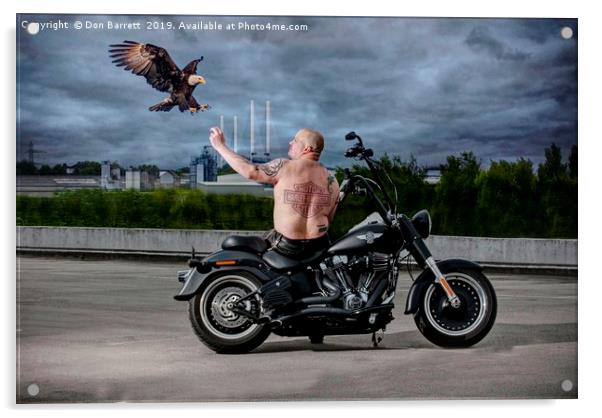 Harley Davidson Golden Eagle Acrylic by Don Barrett