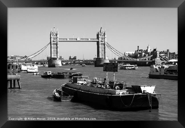 Tower Bridge From The River Thames  Framed Print by Aidan Moran