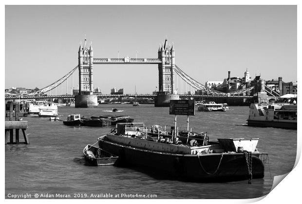 Tower Bridge From The River Thames  Print by Aidan Moran