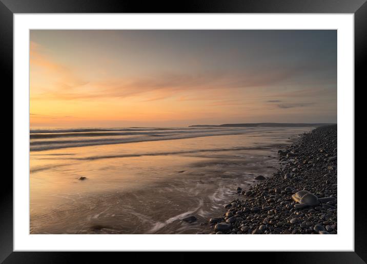 Westward Ho! sunset clouds at high tide Framed Mounted Print by Tony Twyman