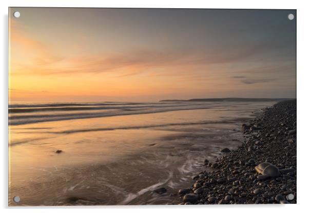 Westward Ho! sunset clouds at high tide Acrylic by Tony Twyman