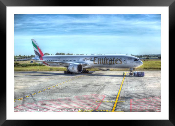 Emirates Boeing 777-300ER Framed Mounted Print by David Pyatt