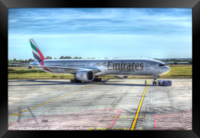 Emirates Boeing 777-300ER Framed Print by David Pyatt