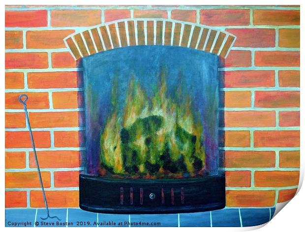 A Roaring Fire Print by Steve Boston