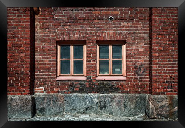 Two Windows On A Brick Wall Framed Print by Jukka Heinovirta